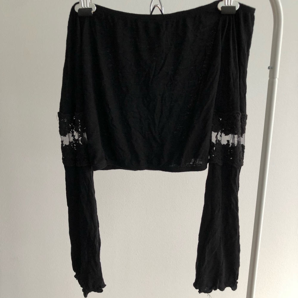 Emma & Sam Black Flutter Crop Top